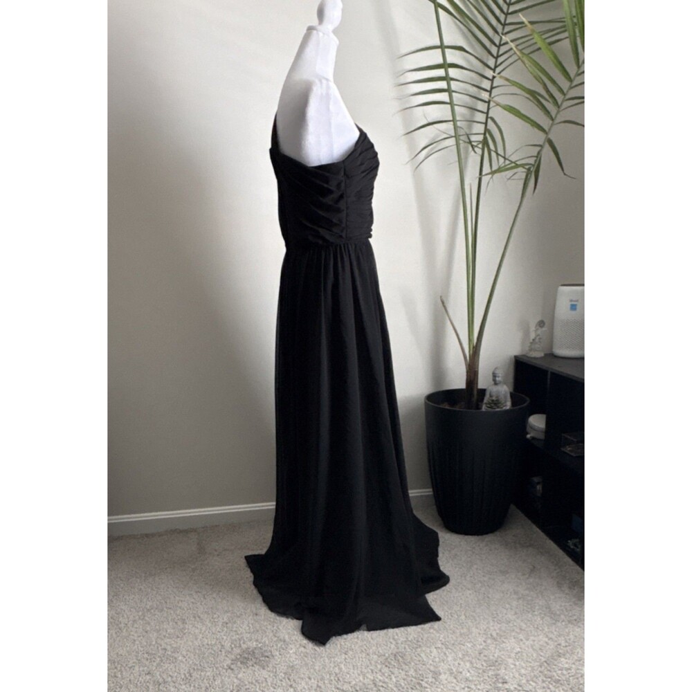 Alfred Angelo Black Chiffon One Shoulder Bridesmaid Dress Size 12 Regular - Picture 2 of 9